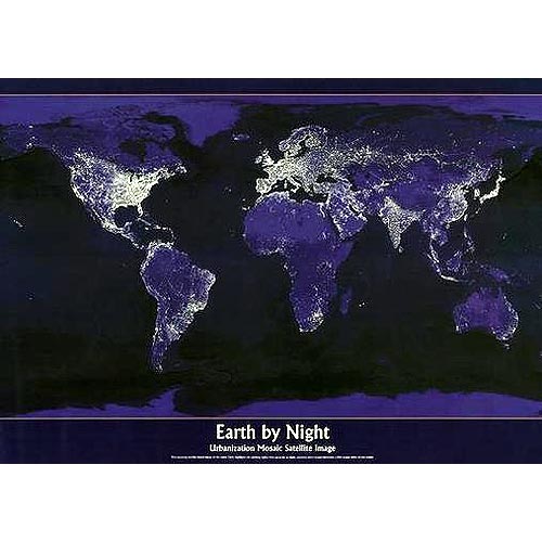 Night time image of earth light pollution
