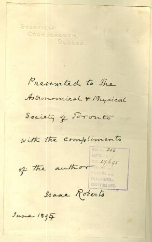 Isaac Roberts Autograph