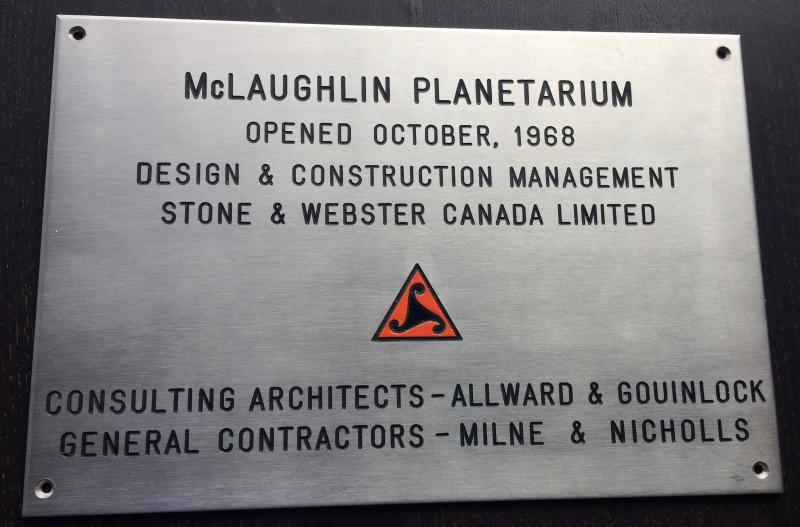 McLaughlin Planetarium Plaque
